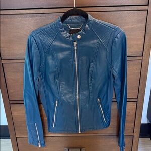 Express Blue Leather Look Jacket